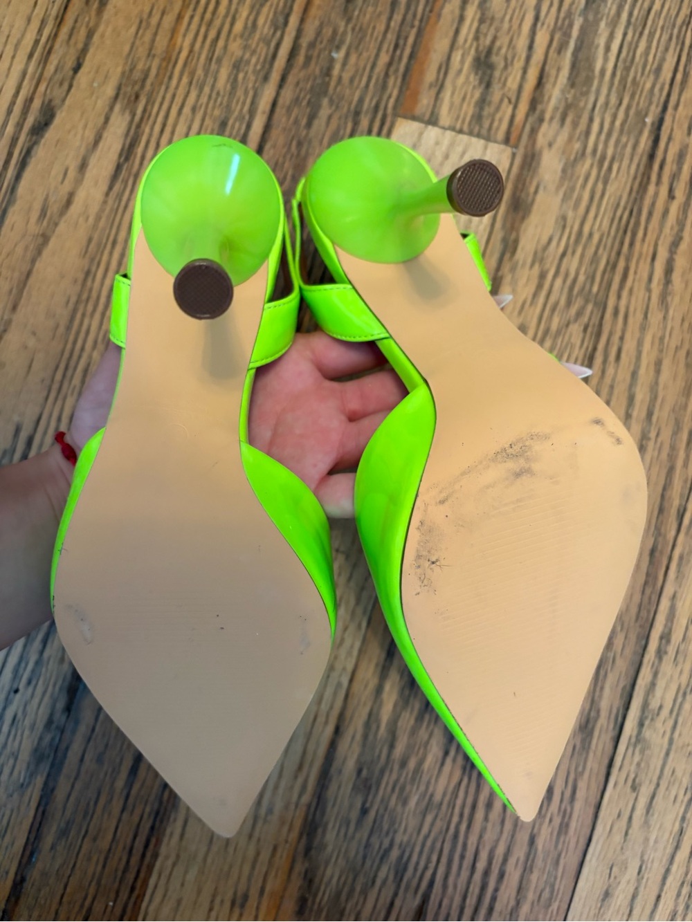 Fashion Nova Neon Lime Pointed Toe Slingback Flats - Picture 3 of 4